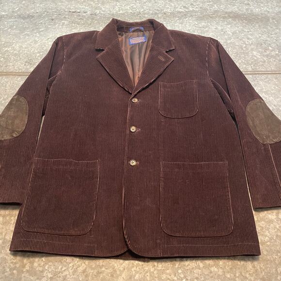 Vintage Pendleton Corduroy Elbow Pad Blazer Jacket Mens XL Brown Academia Preppy - Picture 1 of 11